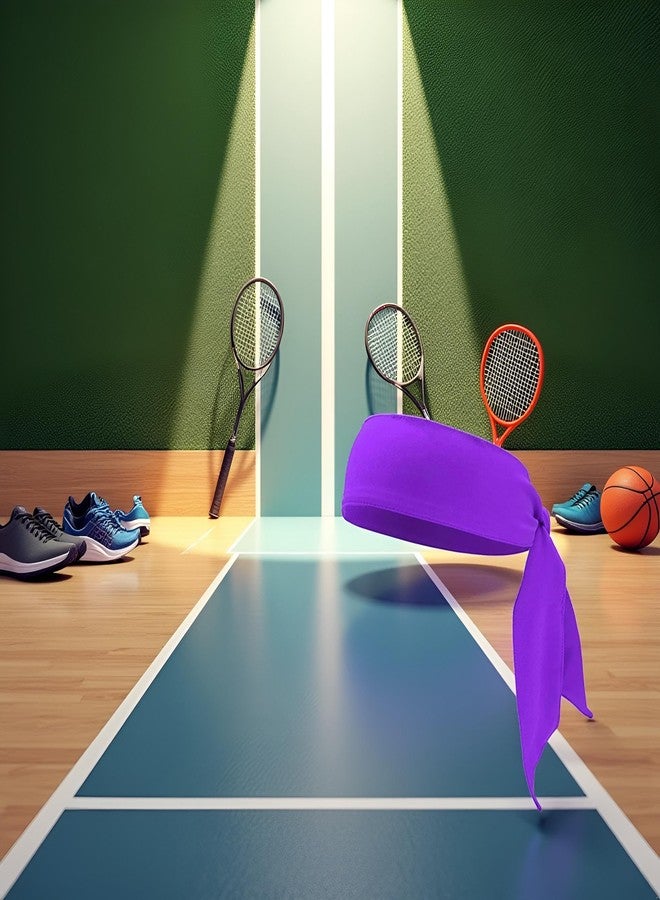 Fansoftiks ربطة رأس أرجوانية، ربطات رأس رياضية للرجال والنساء، مناسبة للنينجا والكاراتيه والتنس، إكسسوارات ملابس، عصابة رأس رياضية ماصة للعرق، ربطة شعر للجري والتمارين الرياضية وكرة السلة - Image 5